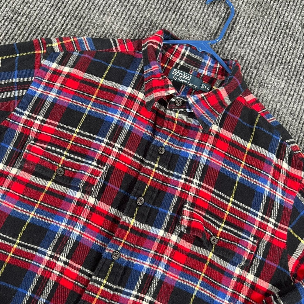 Polo Ralph Lauren Shirt Mens XL Red Blue Plaid Long Sleeve Button Up Casual